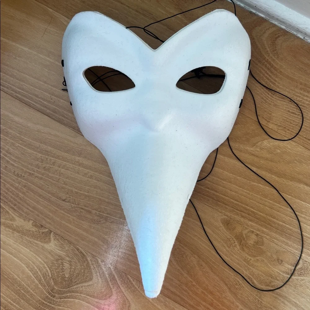 Halloween Masquerade white Mask with long nose. Felt material